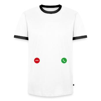 La Clarinette M'appelle Et Je Dois Partir - T-shirt contrasté Homme - blanc/noir - Devant - AI Model Female 172 light (172cm) & AI Model Male 178 dark (178cm)