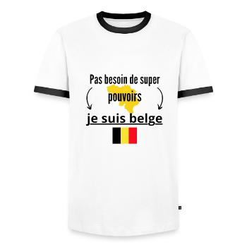 Je suis belge - T-shirt contrasté Homme - blanc/noir - Devant - AI Model Female 172 light (172cm) & AI Model Male 178 dark (178cm)