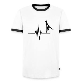 My heart beats for Pole Dance - Poledance Dance - Men's Ringer Shirt - white/black - Front - AI Model Female 172 light (172cm) & AI Model Male 178 dark (178cm)