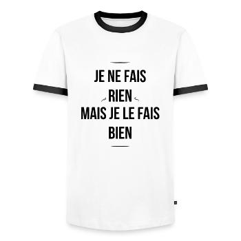Je ne fais rien - T-shirt contrasté Homme - blanc/noir - Devant - AI Model Female 172 light (172cm) & AI Model Male 178 dark (178cm)