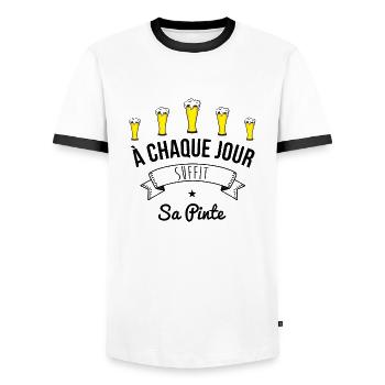à chaque jour... - T-shirt contrasté Homme - blanc/noir - Devant - AI Model Female 172 light (172cm) & AI Model Male 178 dark (178cm)
