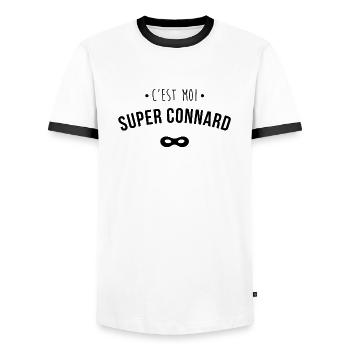 Super connard - T-shirt contrasté Homme - blanc/noir - Devant - AI Model Female 172 light (172cm) & AI Model Male 178 dark (178cm)