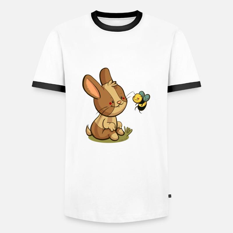 Rabbit and Bee - Men's Ringer Shirt - white/black