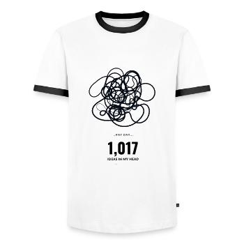 IDEEN - Männer Kontrast-T-Shirt - Weiß/Schwarz - Vorne - AI Model Female 172 light (172cm) & AI Model Male 178 dark (178cm)