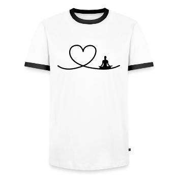 I love Yoga - T-shirt contrasté Homme - blanc/noir - Devant - AI Model Female 172 light (172cm) & AI Model Male 178 dark (178cm)