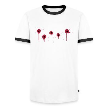 Einschussloecher - Männer Kontrast-T-Shirt - Weiß/Schwarz - Vorne - AI Model Female 172 light (172cm) & AI Model Male 178 dark (178cm)