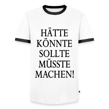 Lustige witzige Sprüche Spruch Arbeit lustig hätte - Männer Kontrast-T-Shirt - Weiß/Schwarz - Vorne - AI Model Female 172 light (172cm) & AI Model Male 178 dark (178cm)