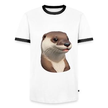 Loutre mignonne - T-shirt contrasté Homme - blanc/noir - Devant - AI Model Female 172 light (172cm) & AI Model Male 178 dark (178cm)
