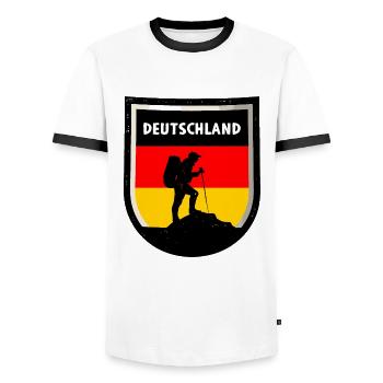Drapeau de l’Allemagne Drapeau allemand Utilisé Look Homeland - T-shirt contrasté Homme - blanc/noir - Devant - AI Model Female 172 light (172cm) & AI Model Male 178 dark (178cm)