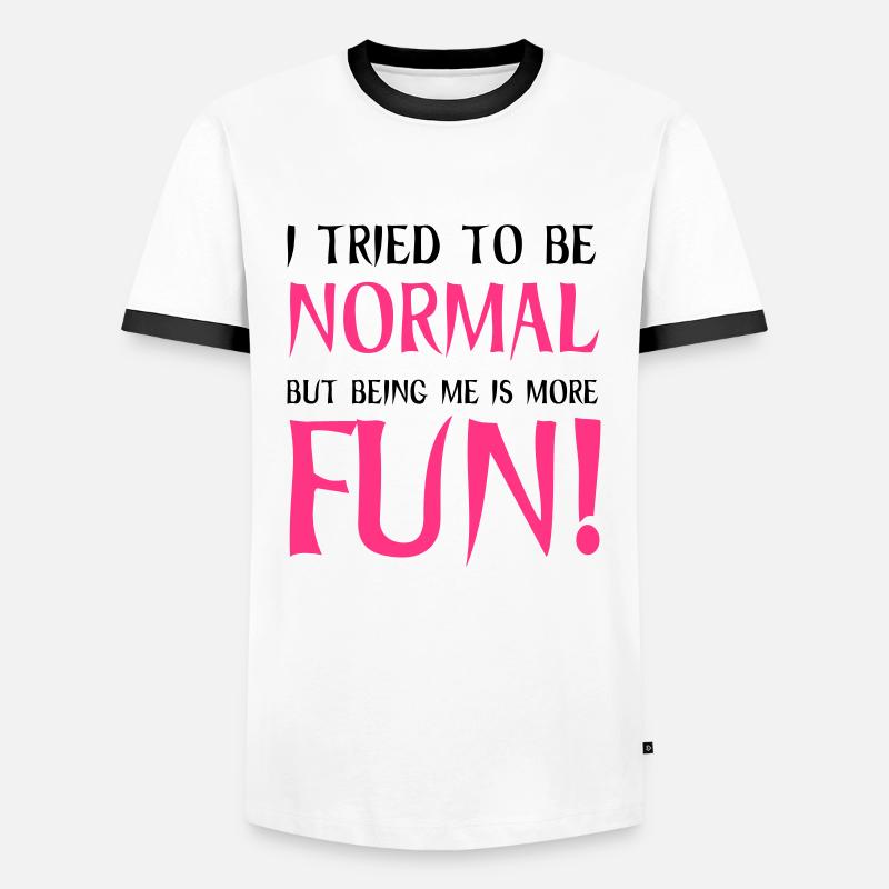 Normal - Männer Kontrast-T-Shirt - Weiß/Schwarz