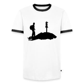 Wandern, wanderer - Männer Kontrast-T-Shirt - Weiß/Schwarz - Vorne - AI Model Female 172 light (172cm) & AI Model Male 178 dark (178cm)
