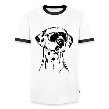 DALMATIAN cool sunglasses dogs Wilsigns - Men's Ringer Shirt - white/black - Front - AI Model Female 172 light (172cm) & AI Model Male 178 dark (178cm)
