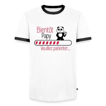 Bientôt papy - Futur Papi - T-shirt contrasté Homme - blanc/noir - Devant - AI Model Female 172 light (172cm) & AI Model Male 178 dark (178cm)