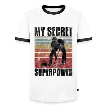 Le curling est mon curleur de superpuissance - T-shirt contrasté Homme - blanc/noir - Devant - AI Model Female 172 light (172cm) & AI Model Male 178 dark (178cm)