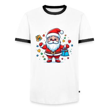 Pouce levé Père Noël - T-shirt contrasté Homme - blanc/noir - Devant - AI Model Female 172 light (172cm) & AI Model Male 178 dark (178cm)