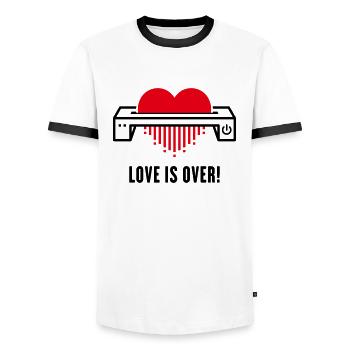 L’amour est fini ! (Amour / Séparation / Divorce) - T-shirt contrasté Homme - blanc/noir - Devant - AI Model Female 172 light (172cm) & AI Model Male 178 dark (178cm)