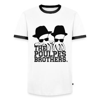 The Poulpes Brothers - T-shirt contrasté Homme - blanc/noir - Devant - AI Model Female 172 light (172cm) & AI Model Male 178 dark (178cm)