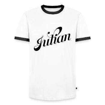 Julian - Männer Kontrast-T-Shirt - Weiß/Schwarz - Vorne - AI Model Female 172 light (172cm) & AI Model Male 178 dark (178cm)