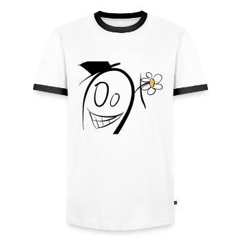 Crazy male - Men's Ringer Shirt - white/black - Front - AI Model Female 172 light (172cm) & AI Model Male 178 dark (178cm)