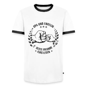 Opa und Enkelin - Männer Kontrast-T-Shirt - Weiß/Schwarz - Vorne - AI Model Female 172 light (172cm) & AI Model Male 178 dark (178cm)