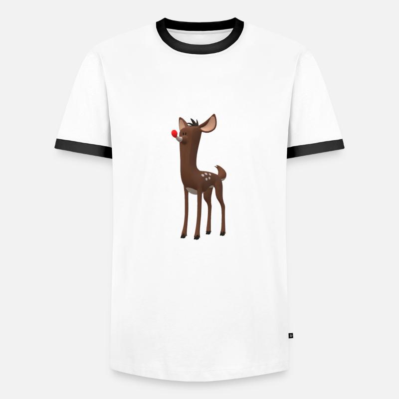 Rudolf - Männer Kontrast-T-Shirt - Weiß/Schwarz