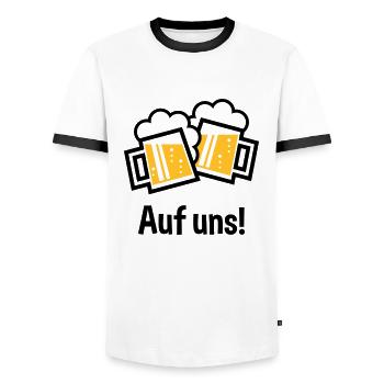 XAufuns! – 2 Bayrische Originale (2) - Männer Kontrast-T-Shirt - Weiß/Schwarz - Vorne - AI Model Female 172 light (172cm) & AI Model Male 178 dark (178cm)