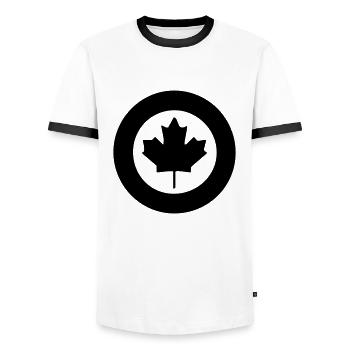 sign canada - Men's Ringer Shirt - white/black - Front - AI Model Female 172 light (172cm) & AI Model Male 178 dark (178cm)