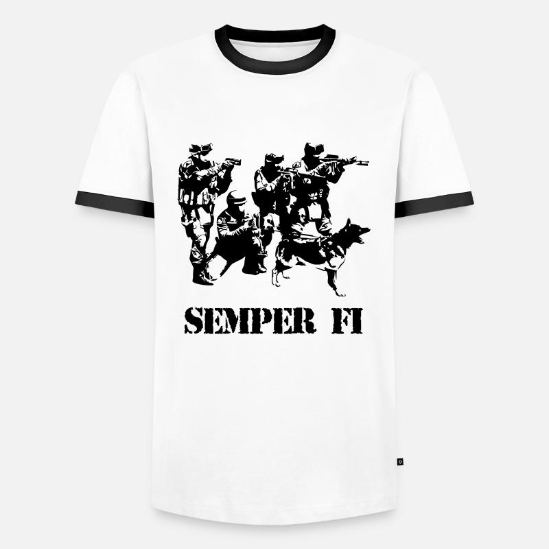 Semper Fi - T-shirt contrasté Homme - blanc/noir