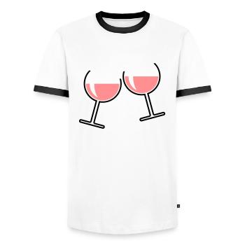 X2 Rose Stem Foot - Men's Ringer Shirt - white/black - Front - AI Model Female 172 light (172cm) & AI Model Male 178 dark (178cm)
