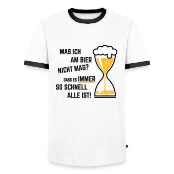 XWas Ich Am Bier Nicht Mag? (Sanduhr Bieruhr / 2C) - Männer Kontrast-T-Shirt - Weiß/Schwarz - Vorne - AI Model Female 172 light (172cm) & AI Model Male 178 dark (178cm)