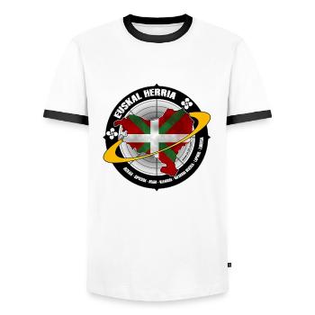 euskal herria - Men's Ringer Shirt - white/black - Front - AI Model Female 172 light (172cm) & AI Model Male 178 dark (178cm)
