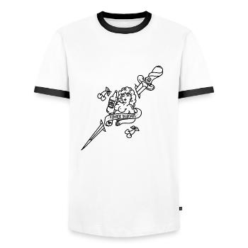Vintage Addiction - T-shirt contrasté Homme - blanc/noir - Devant - AI Model Female 172 light (172cm) & AI Model Male 178 dark (178cm)