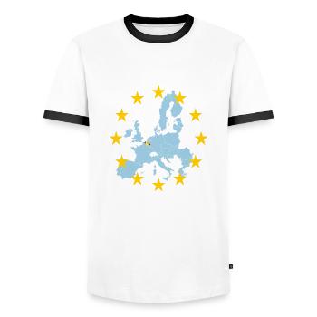 EU Belgium (EU Belgien) - Männer Kontrast-T-Shirt - Weiß/Schwarz - Vorne - AI Model Female 172 light (172cm) & AI Model Male 178 dark (178cm)