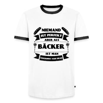 Perfekter Bäcker Bäckerei Brot Backen Gebäck - Männer Kontrast-T-Shirt - Weiß/Schwarz - Vorne - AI Model Female 172 light (172cm) & AI Model Male 178 dark (178cm)