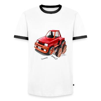 Marcel & his Hot Hatch - Men's Ringer Shirt - white/black - Front - AI Model Female 172 light (172cm) & AI Model Male 178 dark (178cm)