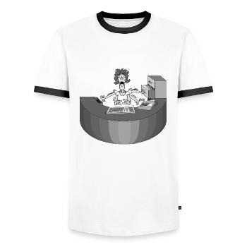 Rezeption Frau Multitasking Idee Geschenk Arbeit - Men's Ringer Shirt - white/black - Front - AI Model Female 172 light (172cm) & AI Model Male 178 dark (178cm)