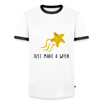 Just make a wish dream shooting star gift idea - Men's Ringer Shirt - white/black - Front - AI Model Female 172 light (172cm) & AI Model Male 178 dark (178cm)
