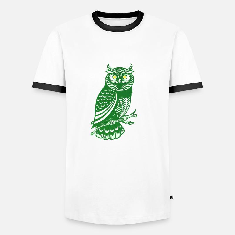 Waldeule - Männer Kontrast-T-Shirt - Weiß/Schwarz
