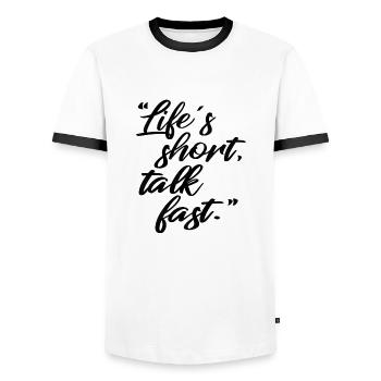 Sprüche - Männer Kontrast-T-Shirt - Weiß/Schwarz - Vorne - AI Model Female 172 light (172cm) & AI Model Male 178 dark (178cm)