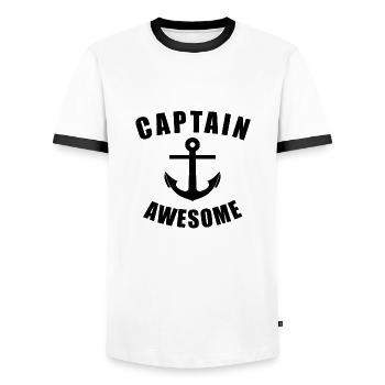CAPITAINE AWESOME ! MARIN ET ANCRE IDÉE DE CADEAU - T-shirt contrasté Homme - blanc/noir - Devant - AI Model Female 172 light (172cm) & AI Model Male 178 dark (178cm)