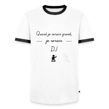Quand je serais...(DJ) - T-shirt contrasté Homme - blanc/noir - Devant - AI Model Female 172 light (172cm) & AI Model Male 178 dark (178cm)