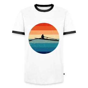 Aviron Rameurs Hommes Aviron Femmes - T-shirt contrasté Homme - blanc/noir - Devant - AI Model Female 172 light (172cm) & AI Model Male 178 dark (178cm)