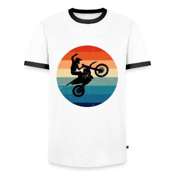 Dirt Biker Motocross Dirtbike Freestyle Motocross - Männer Kontrast-T-Shirt - Weiß/Schwarz - Vorne - AI Model Female 172 light (172cm) & AI Model Male 178 dark (178cm)