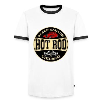 hot rod logo - T-shirt contrasté Homme - blanc/noir - Devant - AI Model Female 172 light (172cm) & AI Model Male 178 dark (178cm)