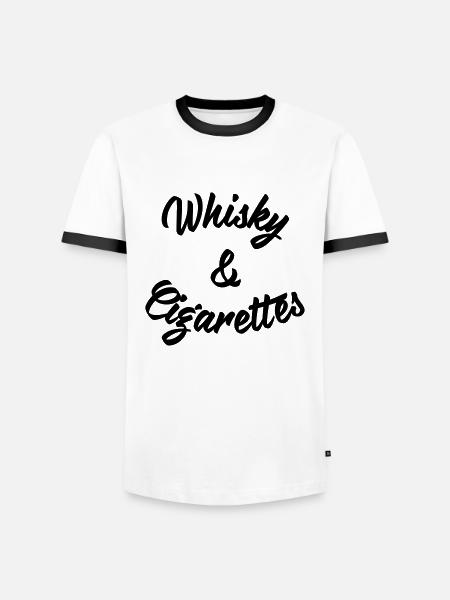 Whisky and Cigarettes - Männer Kontrast-T-Shirt - Weiß/Schwarz