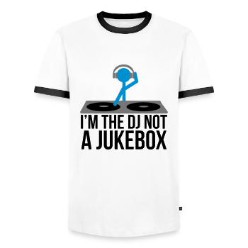 I'm the DJ not the jukebox - Men's Ringer Shirt - white/black - Front - AI Model Female 172 light (172cm) & AI Model Male 178 dark (178cm)