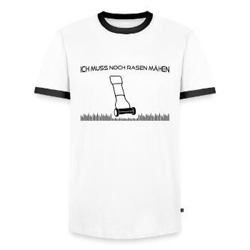 Rasen mähen - Männer Kontrast-T-Shirt - Weiß/Schwarz - Vorne - AI Model Female 172 light (172cm) & AI Model Male 178 dark (178cm)