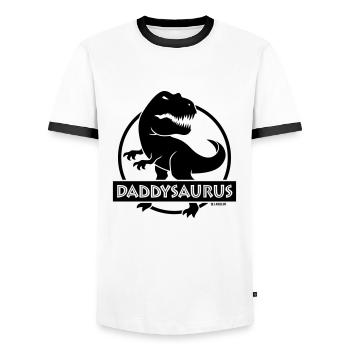 Daddysaurus (Meilleur papa / papa / papa / POS) - T-shirt contrasté Homme - blanc/noir - Devant - AI Model Female 172 light (172cm) & AI Model Male 178 dark (178cm)