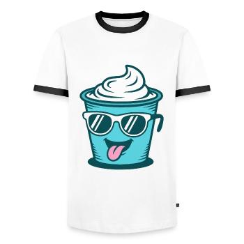 Crème Yoghurt Cream Cream - Mug with Sunglasses - Men's Ringer Shirt - white/black - Front - AI Model Female 172 light (172cm) & AI Model Male 178 dark (178cm)