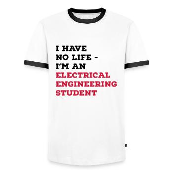 Études d’électrotechnique - T-shirt contrasté Homme - blanc/noir - Devant - AI Model Female 172 light (172cm) & AI Model Male 178 dark (178cm)